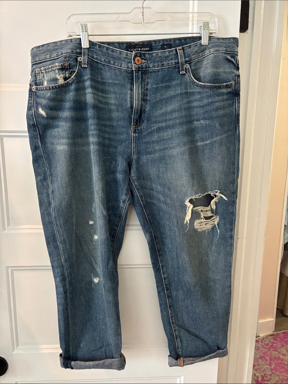 Lucky Brand Women's Ripped Boyfriend Jeans - Blue Wash